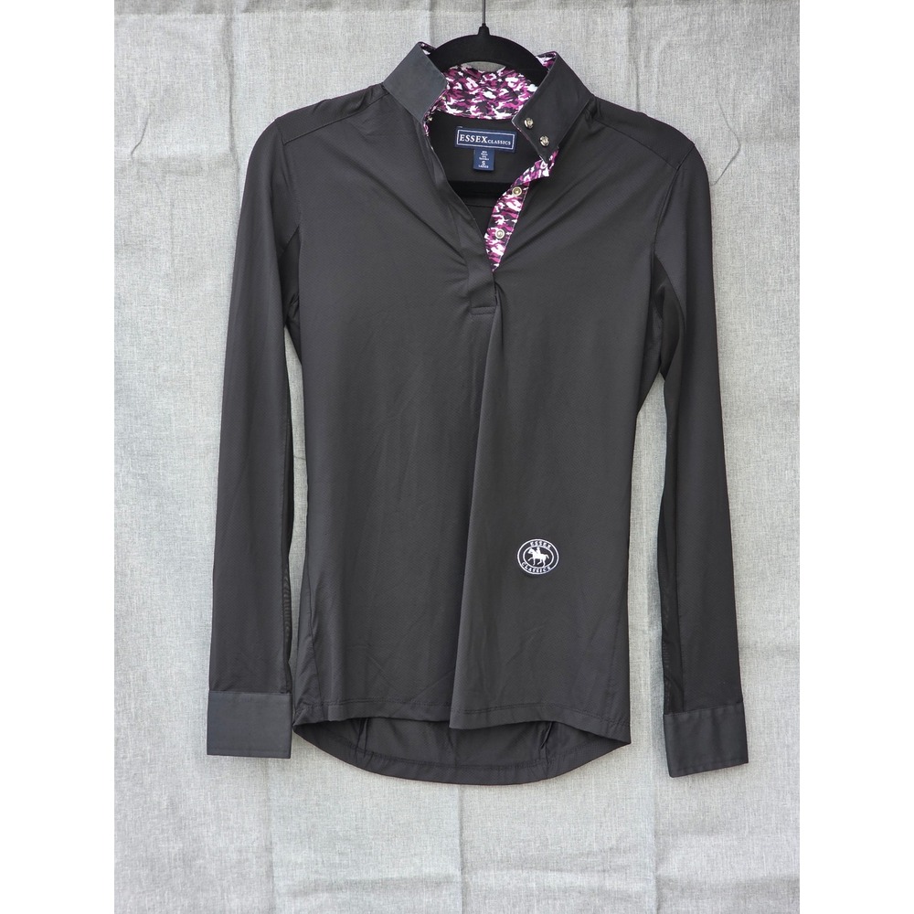 Essex Classics Black Equestrian Show Shirt Long Sleeve Mesh Purple Camo Small